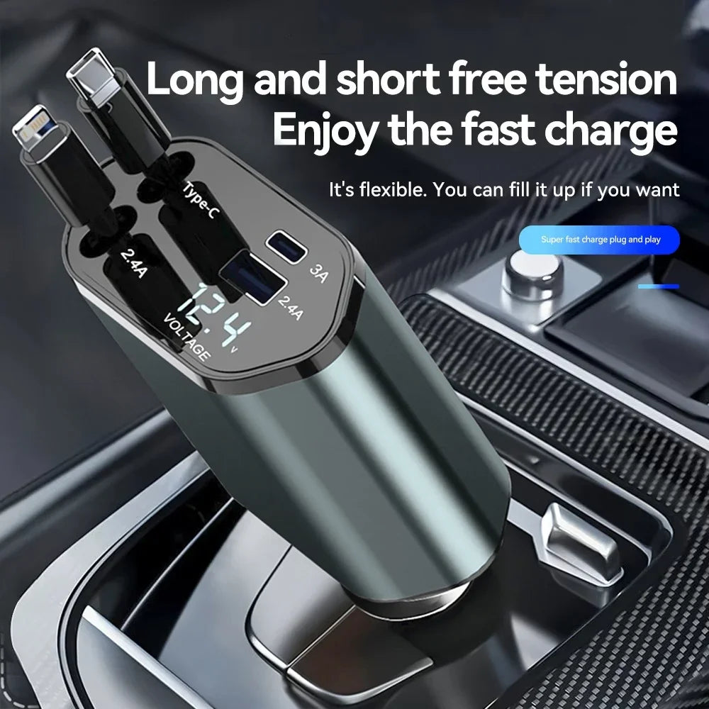 4 IN 1 Retractable Car Charger