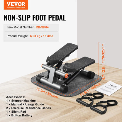Stair Stepper For Exercise At Home Hydraulic Mini Stepper With Resistance Band