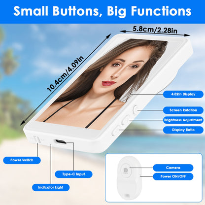 Vlog Selfie Monitor Screen Magnetic Rear Camera Phone Monitor Wireless Selfie Monitor Screen With 33FT Remote For Vlog Live Stream Compatible With IOS Android