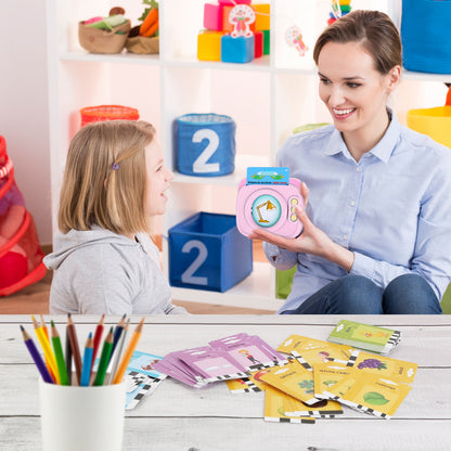 Blue-Pink Color Options -- 1Pc Spanish & English Talking Flash Cards 224 Sight Words Bilingual Flash Cards Rechargeable Card Early Educational Toy For Boys Girls Aged 1 2 3 4 5 6 7 8 Years Old