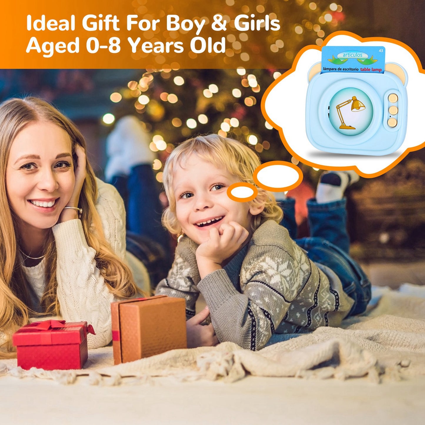 Blue-Pink Color Options -- 1Pc Spanish & English Talking Flash Cards 224 Sight Words Bilingual Flash Cards Rechargeable Card Early Educational Toy For Boys Girls Aged 1 2 3 4 5 6 7 8 Years Old