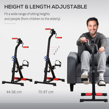 Pedal Exerciser, Hand Arm Knee and Leg Exercise Machine for Seniors, Height-adjustable, with LCD Display and Foot Massage Roller