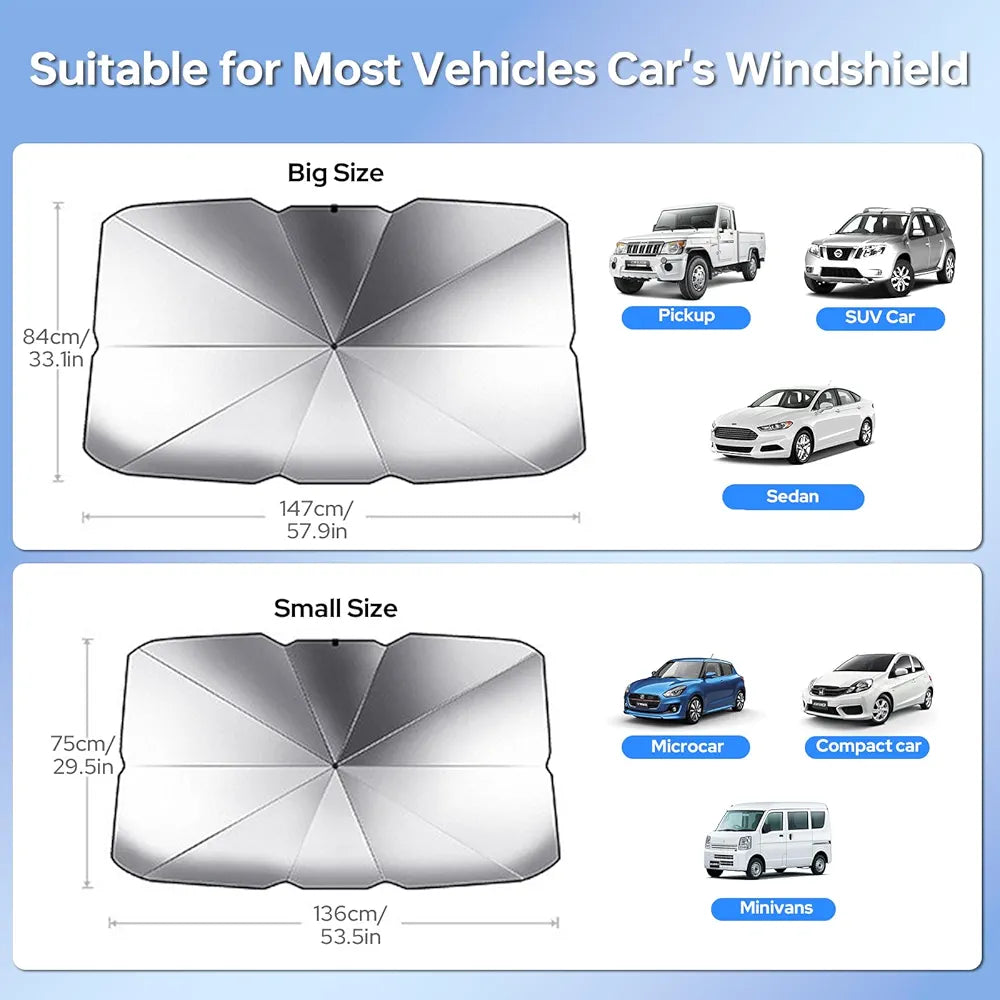 Foldable Car Sun Shade Umbrella – Heat Blocker (Black)