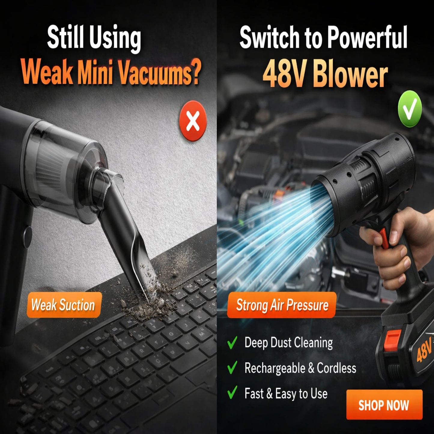 🔥 Cordless Turbo Jet Blower – High-Speed Air Duster | Rechargeable Cleaning Blower