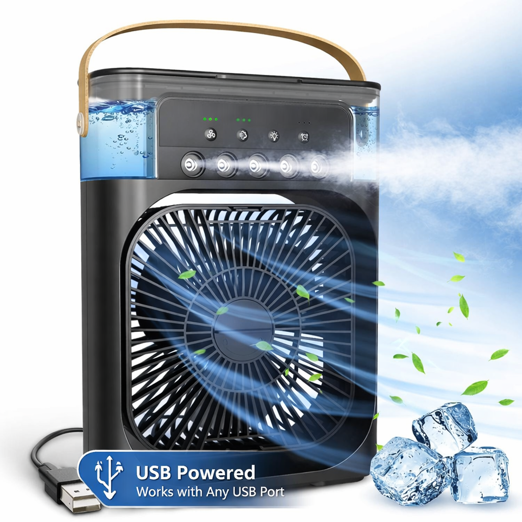Portable 3-in-1 Mini Air Cooler Fan | USB Personal Cooling for Home & Office | Quiet & Energy Efficient