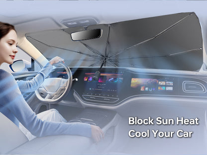Foldable Car Sun Shade Umbrella – Heat Blocker (Black)
