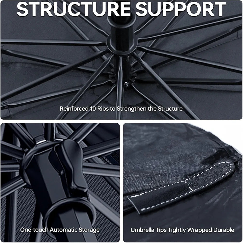 Foldable Car Sun Shade Umbrella – Heat Blocker (Black)