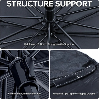 Foldable Car Sun Shade Umbrella – Heat Blocker (Black)